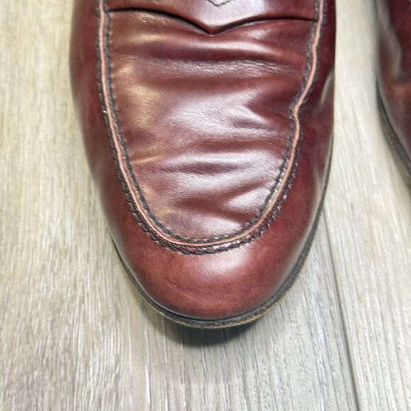 Bruno Magli Slip on Penny Loafers Shoe - Mens Sz 10.5 Cognac Brown Leather Italy
